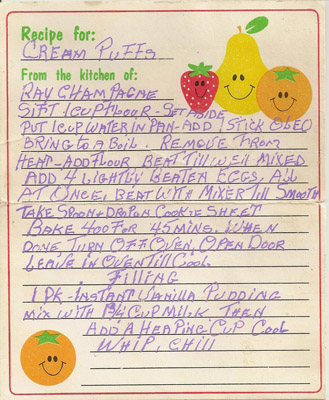 cream puffs recipe card